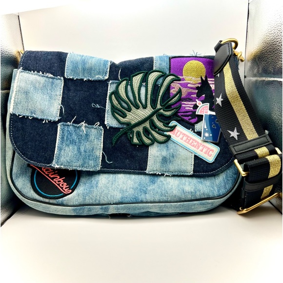 Marc Jacobs Denim Patches Patch Patches Crossbody Messenger Bag - Picture 1 of 4